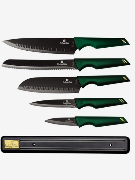 Berlingerhaus Set de cinci cuțite cu suprafață antiaderentă și suport magnetic BERLINGERHAUS Emerald Collection
