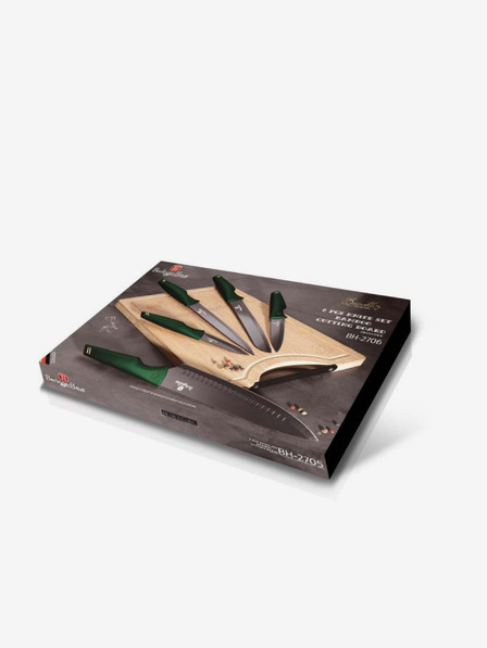 Berlingerhaus Set de cinci cuțite + placă de tăiat BERLINGERHAUS Emerald Collection