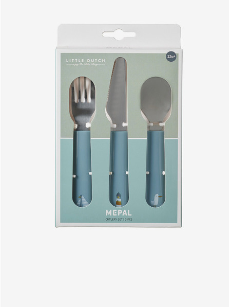 Mepal Set furculiță, cuțit și lingură pentru copii Mepal Mio albastru (3 bucăți)