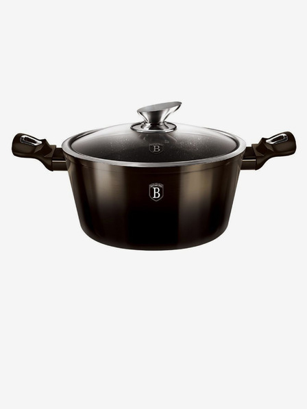 Berlingerhaus Caserolă cu suprafață din marmură 28 cm Shiny Black Collection 2 capace BERLINGERHAUS