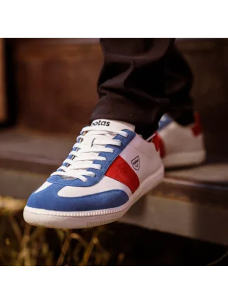 BOTAS *** Adidași din piele pentru bărbați / ghete alb-albastru-roșii Botas Iconic Tricolor