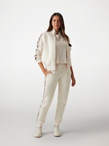 Guess Jeans Hanorac alb pentru femei cu logo lateral Guess jeans