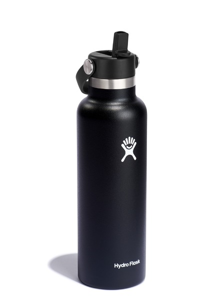 Hydro Flask Hydro Flask Sticlă termică din oțel inoxidabil cu gura standard și capac cu pai 621 ml (21 oz) negru