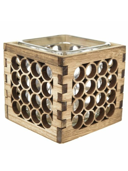 Casa de Engel Suport lumânare din lemn cu sticlă - natural, 0/40