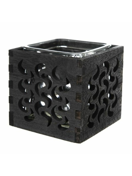 Casa de Engel Suport lumânare din lemn cu sticlă - negru, 0/40
