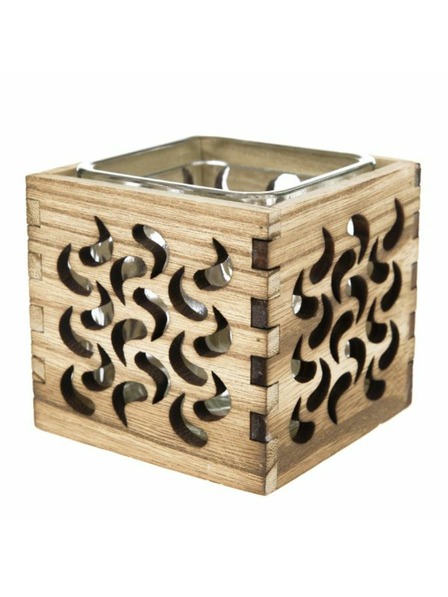 Casa de Engel Suport lumânare din lemn cu sticlă - natural, 0/40