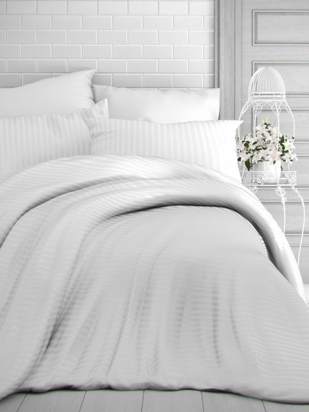 Kvalitex Lenjerie de pat din satin cu dungi 140x200, 70x90cm WHITE