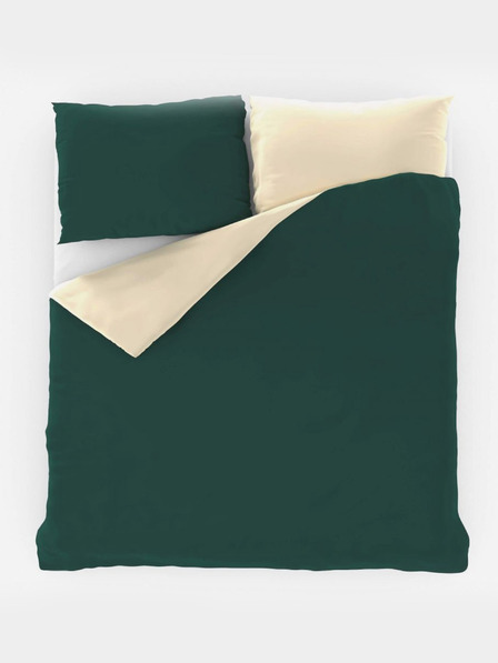Kvalitex Lenjerie de pat din satin francez LUXURY COLLECTION 1+2, 200x200, 70x90cm verde închis / crem