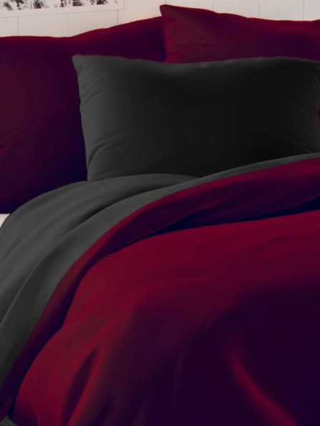 Kvalitex Lenjerie de pat din satin LUXURY COLLECTION 140x200, 70x90cm roșu-vin / negru Kvalitex