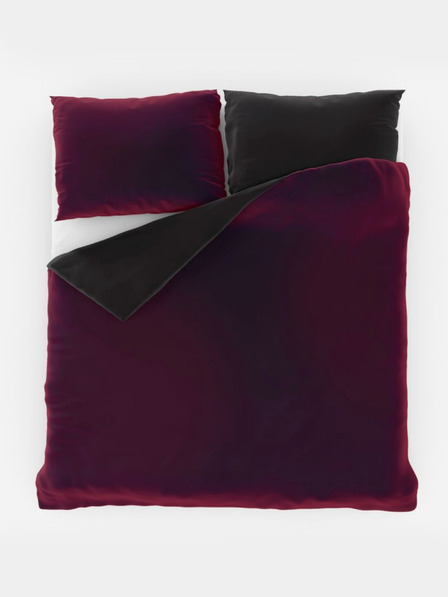 Kvalitex Lenjerie de pat din satin LUXURY COLLECTION 140x200, 70x90cm roșu-vin / negru Kvalitex