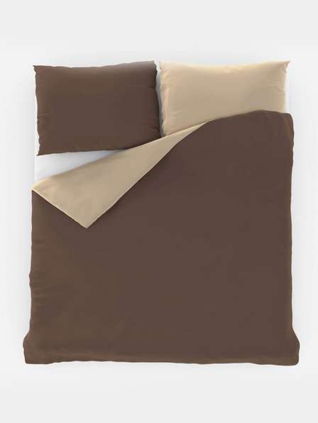 Kvalitex LUXURY COLLECTION lenjerie satinată 140x220, 70x90cm maro închis / bej