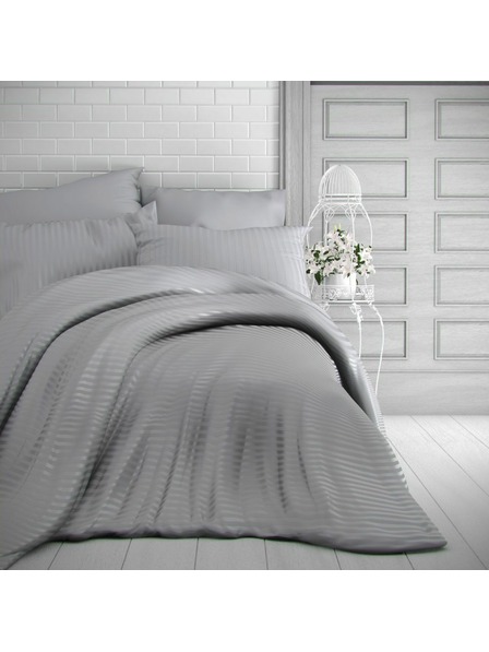 Kvalitex Lenjerie de pat din satin cu dungi 140x200, 70x90cm gri deschis Kvalitex