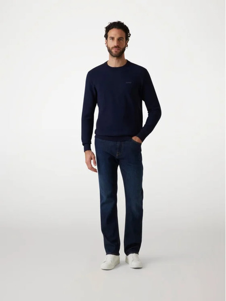 Guess Jeans Pulover bleumarin pentru bărbați cu logo brodat Guess jeans