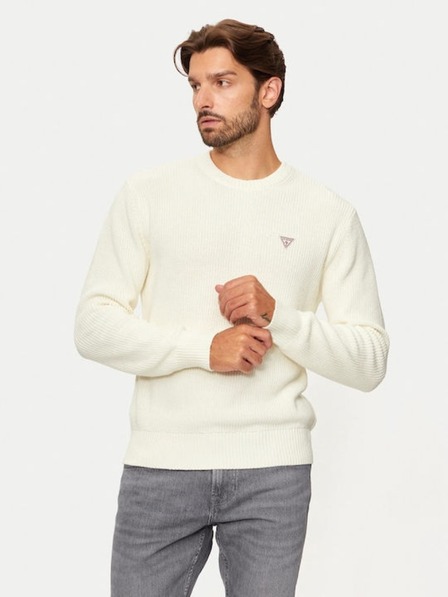 Guess Jeans Pulover ecru pentru bărbați z3hm1 Guess jeans