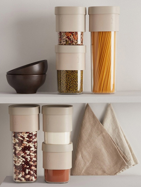 Lékué Set de trei recipiente pentru păstrarea alimentelor uscate Lékué Flip Storage albastru deschis (M)