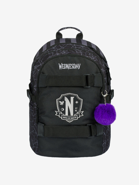 BAAGL  Rucsac negru școală Skate miercuri Nevermore Baagl