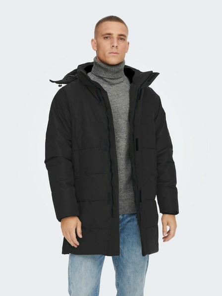 ONLY & SONS Palton de iarnă matlasat negru pentru bărbați ONLY & SONS Carl