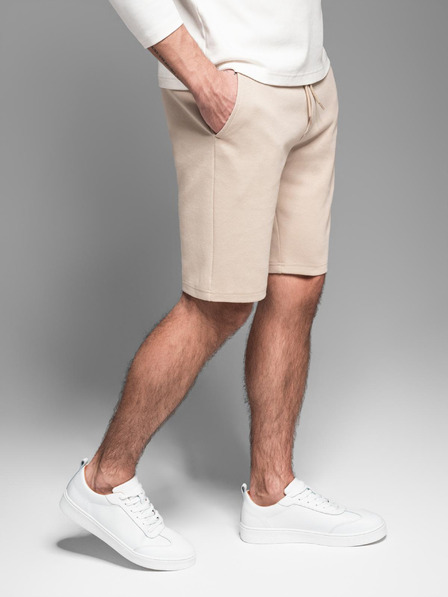 Ombre Clothing Pantaloni scurți de trening din bumbac pentru bărbați BASIC bej Ombre Clothing