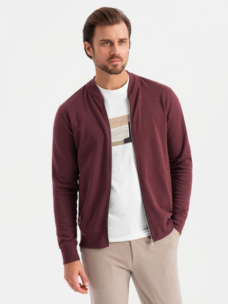 Ombre Clothing Hanorac bărbătesc structurat tricotat cu guler - melange grafit V1 OM-SSNZ-0149 Ombre Clothing