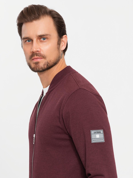Ombre Clothing Hanorac bărbătesc structurat tricotat cu guler - melange grafit V1 OM-SSNZ-0149 Ombre Clothing
