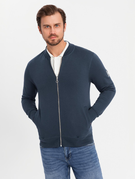 Ombre Clothing Hanorac bărbătesc structurat tricotat cu guler - melange grafit V1 OM-SSNZ-0149 Ombre Clothing