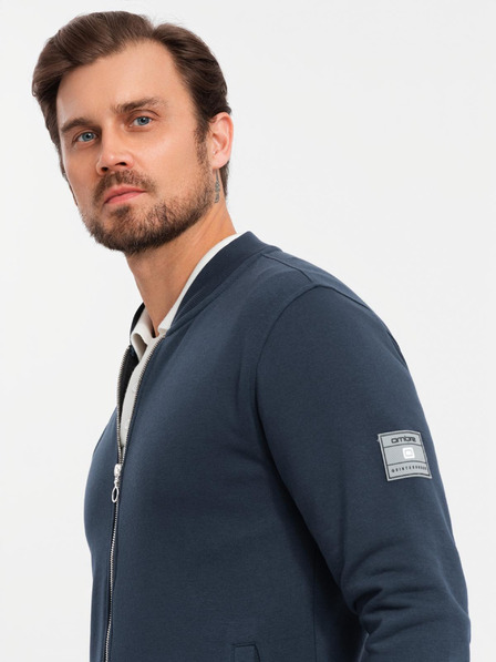 Ombre Clothing Hanorac bărbătesc structurat tricotat cu guler - melange grafit V1 OM-SSNZ-0149 Ombre Clothing