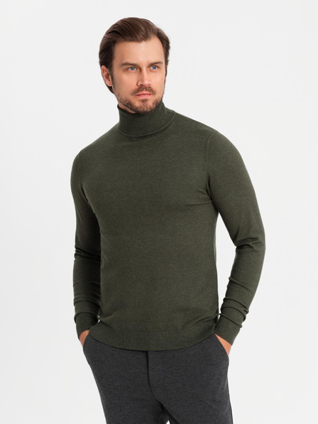 Ombre Clothing Bluză cu guler înalt tricotată pentru bărbați cu viscoză - gri închis V5 OM-SWTN-0127 Ombre Clothing