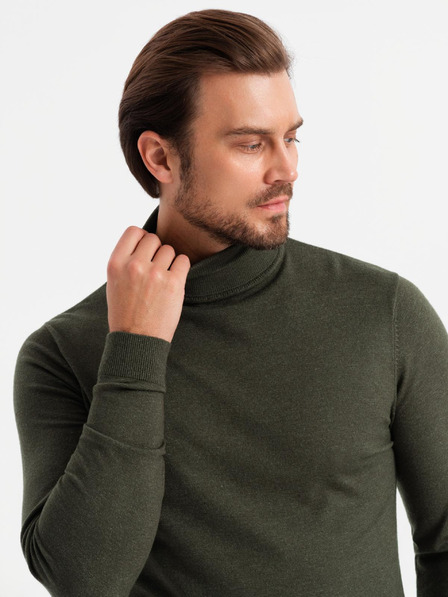 Ombre Clothing Bluză cu guler înalt tricotată pentru bărbați cu viscoză - gri închis V5 OM-SWTN-0127 Ombre Clothing