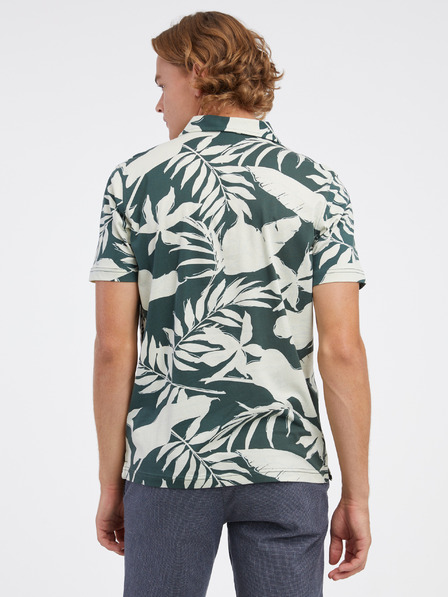 LERROS Tricou polo floral crem și verde pentru bărbați LERROS