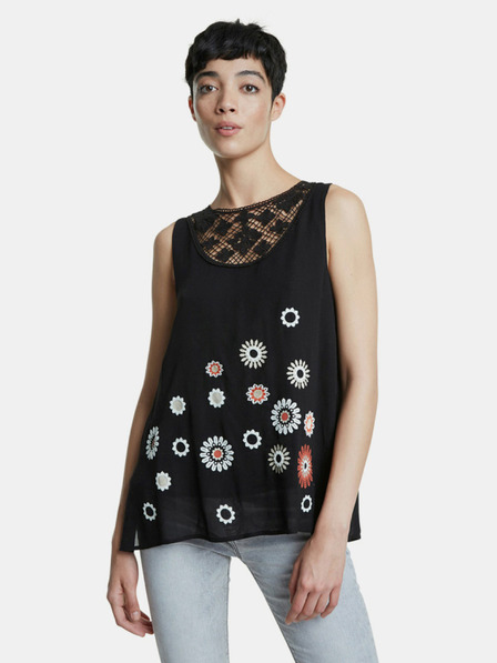 Desigual Bluză neagră cu model Desigual -Tebas