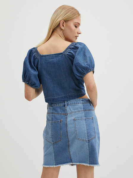 Pieces Crop top din denim albastru pentru femei Pieces Tinka