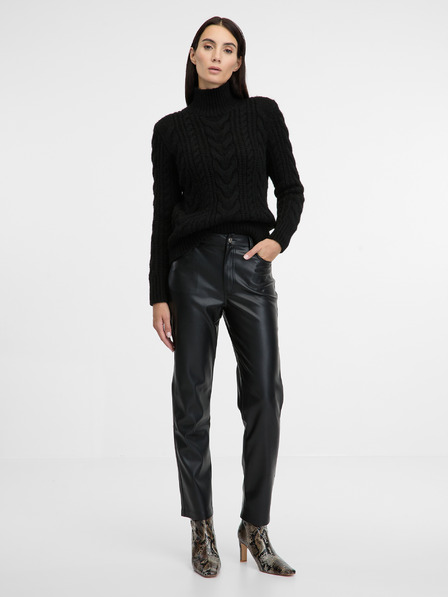 Orsay Pantaloni maro din imitație de piele pentru femei ORSAY