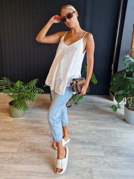 Edoti Top din dantelă femei în stil boho SLR092 - alb OTHER