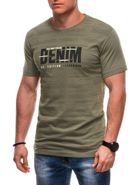 Edoti Tricou pentru bărbați cu imprimeu 1982S - albastru închis OTHER