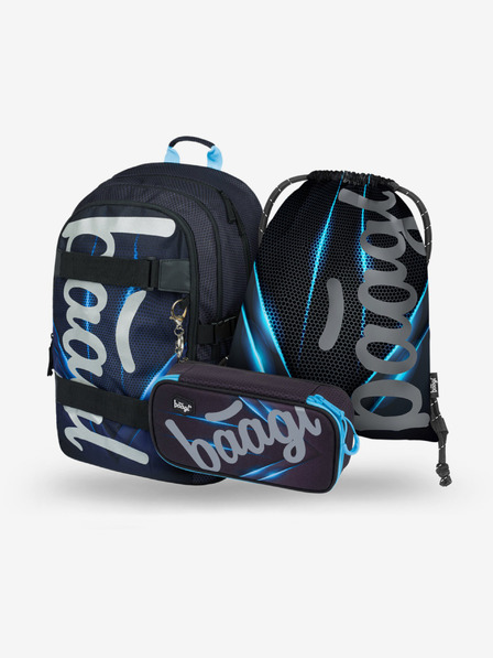 BAAGL  Black 3 set skate bluelight: rucsac, penar, geantă Baagl