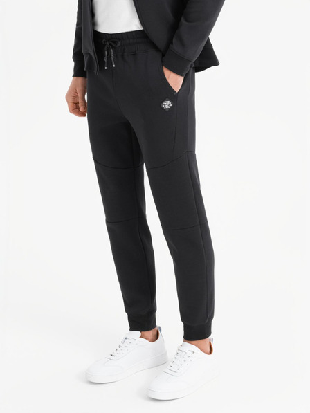Ombre Clothing Pantaloni de trening pentru bărbați cu manșete cu nervuri și fermoar decorativ Ombre Clothing