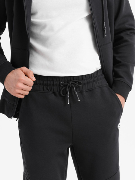 Ombre Clothing Pantaloni de trening pentru bărbați cu manșete cu nervuri și fermoar decorativ Ombre Clothing