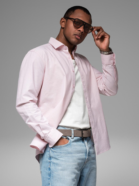 Ombre Clothing Cămașă oxford din bumbac pentru bărbați în culori pastel Ombre Clothing
