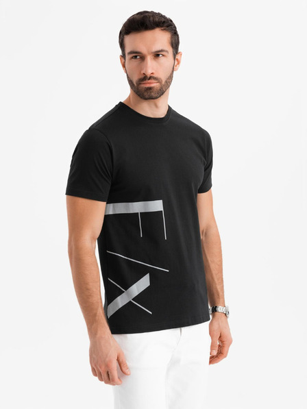 Ombre Clothing Tricou din jerseu de bumbac pentru bărbați cu inscripție mare laterală Ombre Clothing