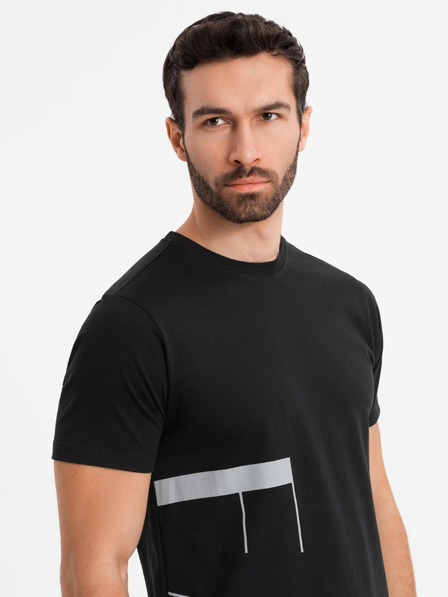 Ombre Clothing Tricou din jerseu de bumbac pentru bărbați cu inscripție mare laterală Ombre Clothing