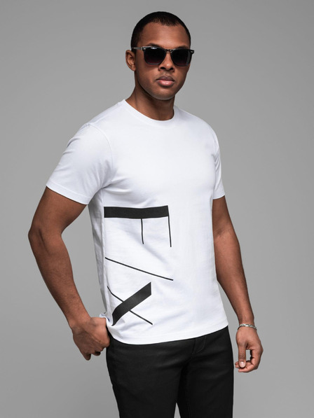 Ombre Clothing Tricou din jerseu de bumbac pentru bărbați cu inscripție mare pe lateral Ombre Clothing