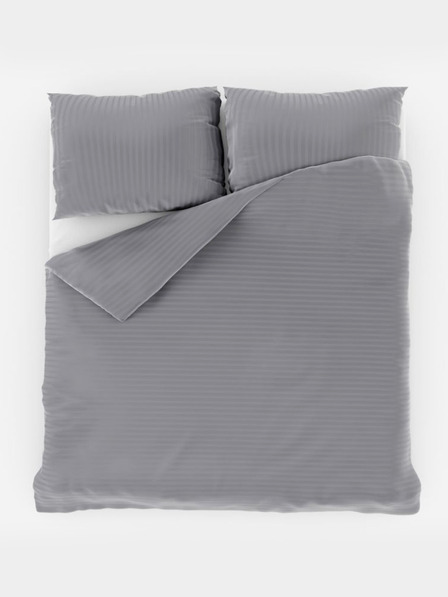 Kvalitex Lenjerie de pat din satin franțuzesc cu dungi 1+2, 220x200, 70x90cm GRI DESCHIS