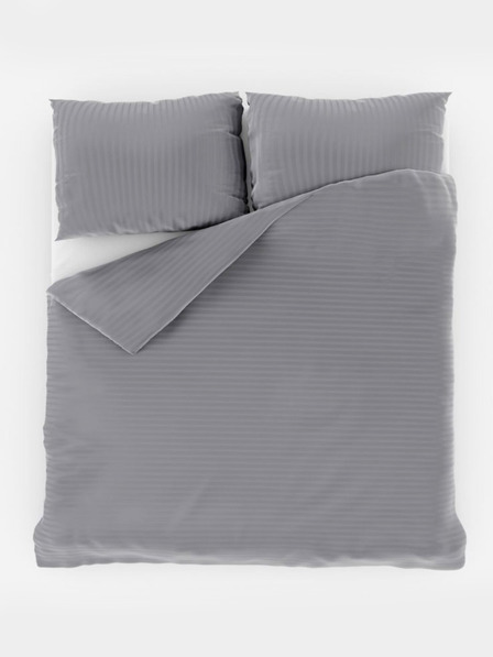 Kvalitex Husă de pilotă și față de pernă din satin cu dungi 140x220, 70x90cm GRI DESCHIS