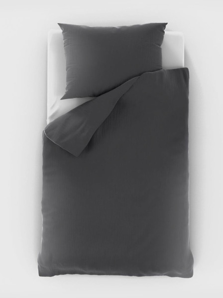 Kvalitex Lenjerie de pat din muselină prelungită 140x220, 70x90cm gri închis Kvalitex