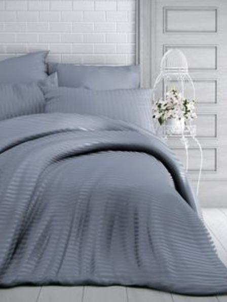 Kvalitex Lenjerie de pat din satin cu dungi 140x200, 70x90cm gri închis Kvalitex
