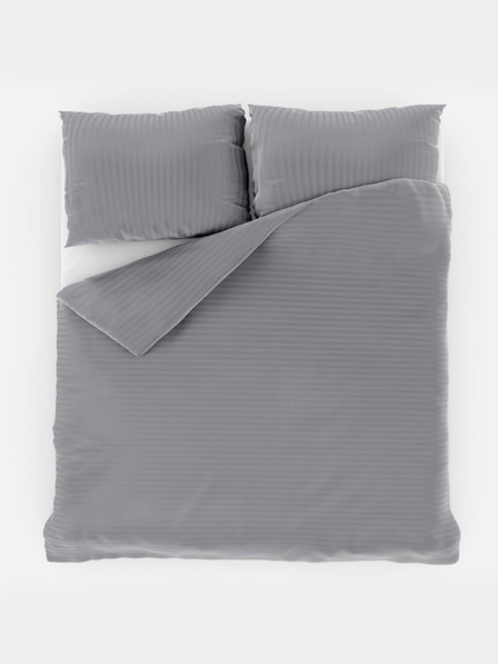 Kvalitex Cearșaf din satin franțuzesc cu dungi 1+2, 240x220, 70x90cm GRIS CLAR