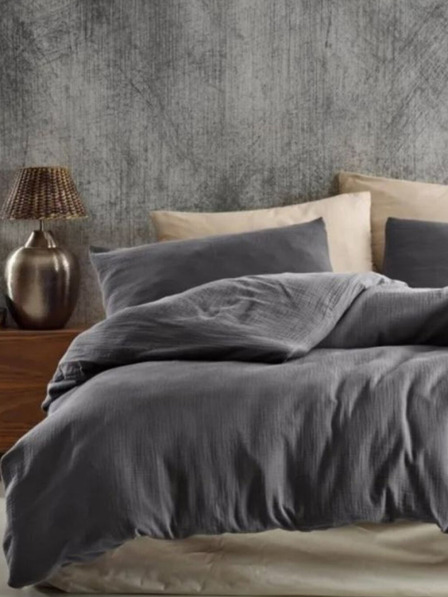 Kvalitex Lenjerie de pat din muselină 140x200, 70x90cm gri închis Kvalitex